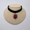 Gothic Red Rose Cameo Black Velvet Choker Adjustable Size Cosplay Jewelry